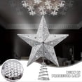 thumbnail image 4 of Glittering 3D Silver Star Christmas Tree Topper with Rotating Snowflake Projector Lamp, 9.2ft Cord,Festive LED Lighted Ornament for Xmas Home, Holiday Party, 4 of 7