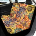 thumbnail image 3 of Binienty Floral Bee Vehicle Seat Covers with Matching 15 Inch Steering Wheel Cover Center Console Cushion Seat Belt Covers Coasters Car Interior Decor Set for Truck Van Sedan SUV 14 Pack, 3 of 7