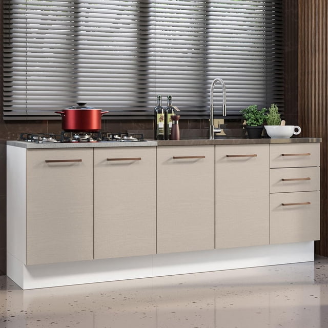 Mueble de Cocina Madesa Agata Con Tarja 200cm Blanco/Crema