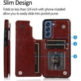 thumbnail image 2 of for Samsung Galaxy S22 Wallet Case with Card Holder, Minimalist Luxury PU Leather Magnetic Closure Kickstand Slim Hard Protective Case Cover for Samsung Galaxy S22 Brown, 2 of 16