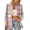 thumbnail image 4 of VgaVtl Collared Plus Size Shirts for Women Long Sleeve Plaid Womens Tops Pink Casual Loose Holiday Button Down Shirts,M, 4 of 5