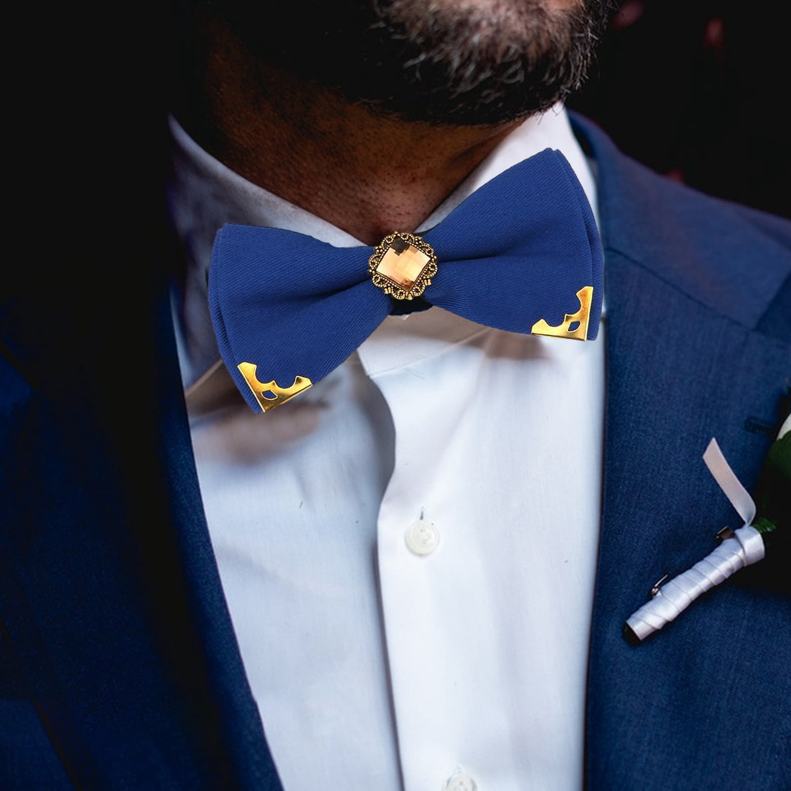 Sinknap Unisex Cotton Rhinestone Bow Tie, Adjustable Sparkling Bow‑Knot ...