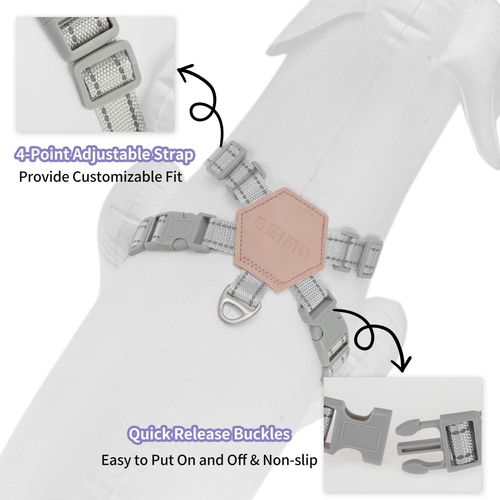 Unique Bargains Adjustable Anti-Choking Dog Bust Harness Pink