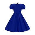 thumbnail image 5 of Vividxx Girls Dress Puff Sleeve Dress Color Block Dresses Party Daily Wear For Kids Formal 8-9 Years, 5 of 9