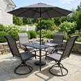 thumbnail image 2 of Decksplore 5-Piece Patio Dining Set, Square Metal Table & 4 Grey Textilene 360° Swivel Rocker Chairs for Backyard, 2 of 9