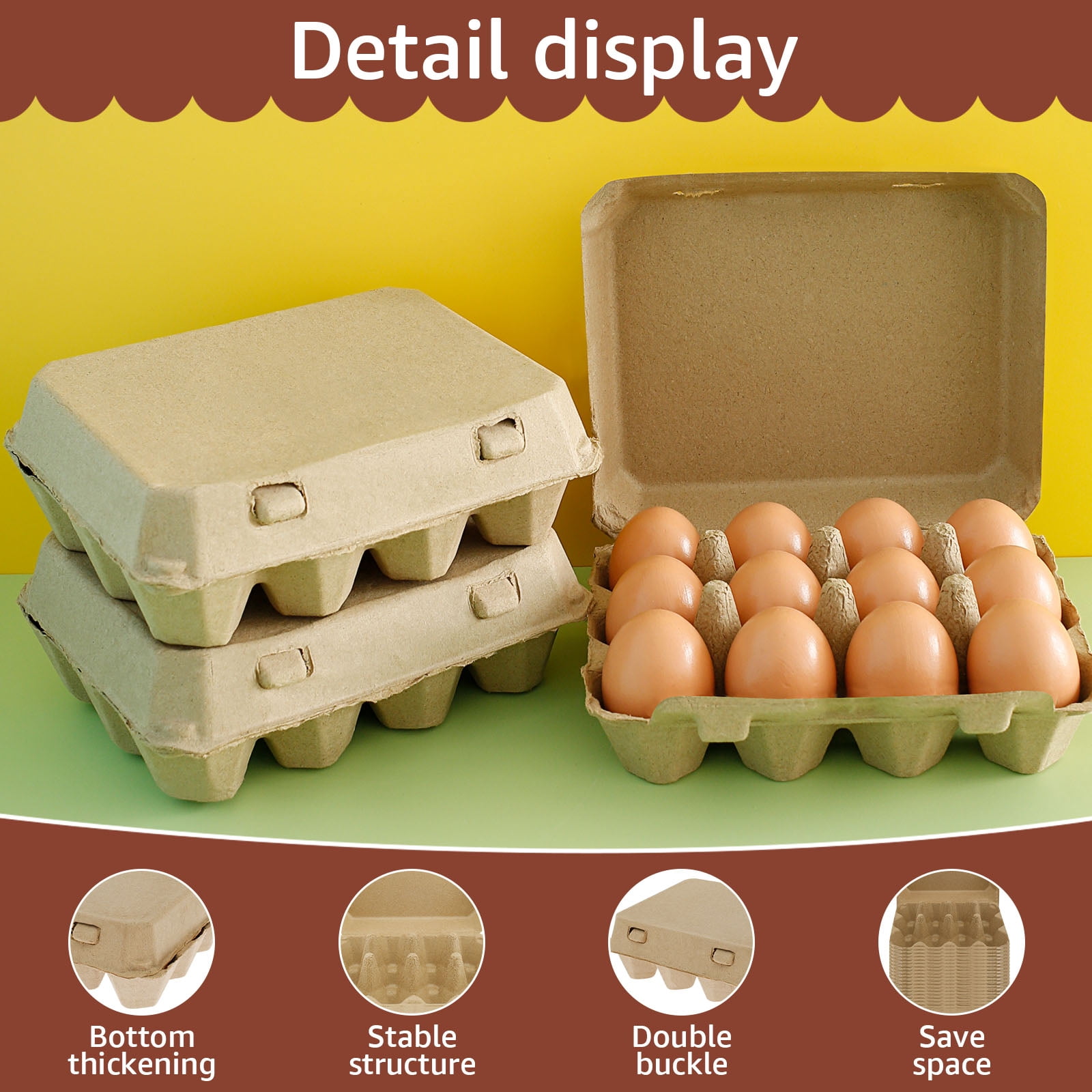 Wekvgz Egg Cartons Paper Pulp Empty Egg Cartons 3x4 Style Reusable Cardboard Egg Cartons Multipurpose Egg Carton Trays for Home Kitchen Fresh Duck Eggs Storage
