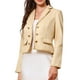 thumbnail image 1 of Chaqueta de tweed casual elegante Inspire Chic para mujer, blazer corto de manga larga de doble botonadura, talla L, color albaricoque, 1 of 6