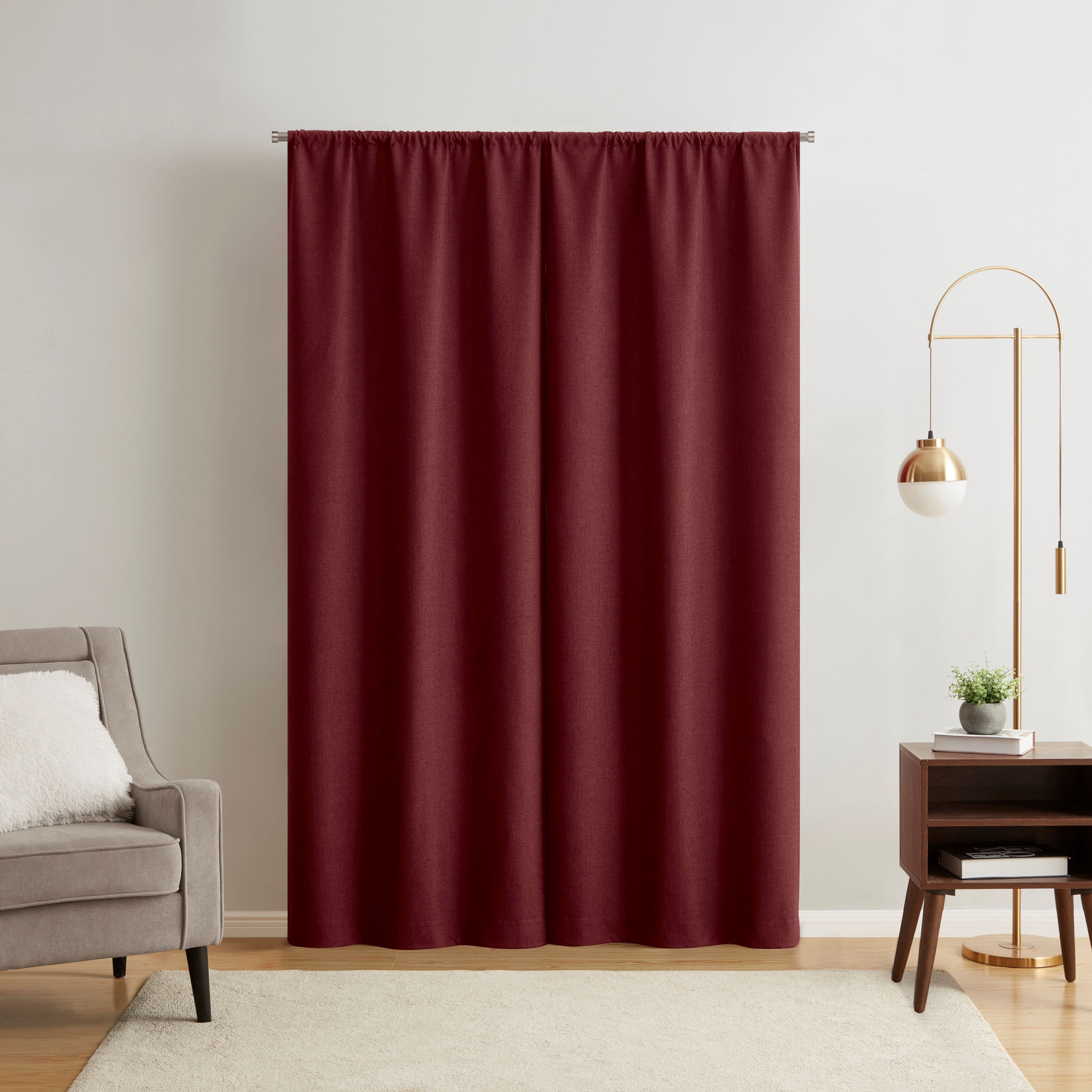 Mainstays Solid Twill Blackout Curtain Panel and Sheers, Set of 4, Merlot, 27.5" W x 84" L