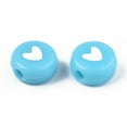 thumbnail image 4 of 50g Opaque Acrylic Beads with Enamel Flat Round with Heart Mixed Color 6.5x7x4mm Hole: 1.6mm 360~370pcs/50g, 4 of 4