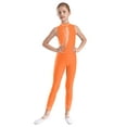 thumbnail image 3 of Haitryli Kids Girls Full Length Unitard  Shiny Rhinestone Sleeveless Gymnastics Leotard Jumpsuit Catsuit Dancewear Orange 8, 3 of 5