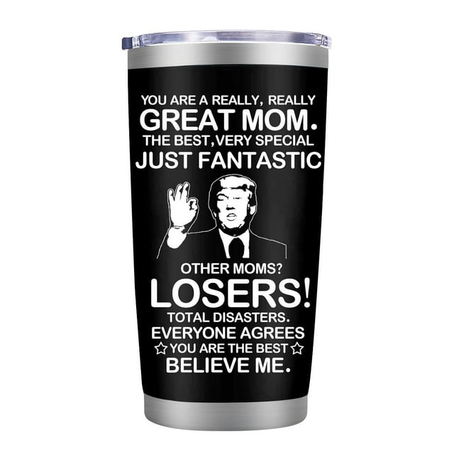 Vaso de acero inoxidable MFGNEH de 20 onzas, negro, regalo para mamá