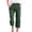 Army Green, variant on Women's Linen Blend Casual Trousers Solid Color Loose Fit Cropped Ankle Pants with Side Pockets Comfortable Everyday Wear