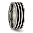 thumbnail image 4 of Titanium Polished Black IP-plated Striped 8mm Band, 4 of 7