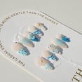 thumbnail image 2 of Handmade Press on Nails for Women - Medium Almond 3D Thick Acrylic Reusable Fake Nails with Designs Summer Floral Boho Funky Tropical Cute Nail-art Set 10pcs,blue-floral,M, 2 of 6
