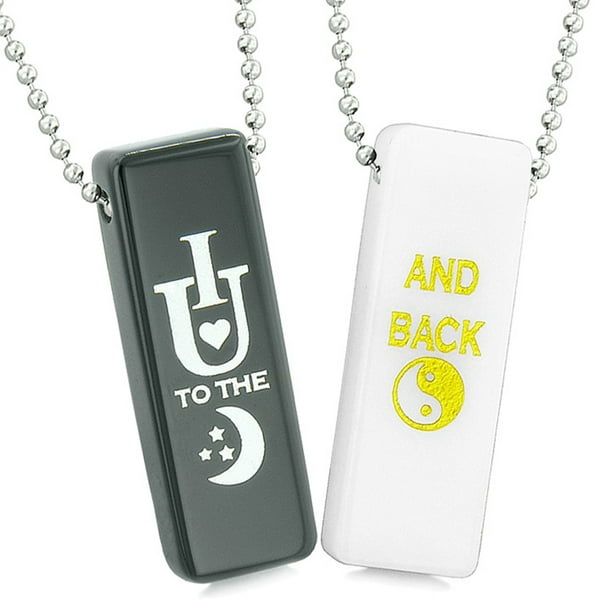Bestamulets I Love You To The Moon And Back Love Couples Best Friends Amulets White Quartz Black Agate Necklaces Walmart Com Walmart Com