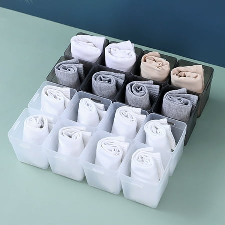 

2Pcs Wardrobe Socks Organizers Space-saving Storage Box for Bra Socks Ties and Belts