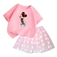 thumbnail image 3 of Conjunto de 2 piezas de camiseta de algodón para niños de Mickey de Disney, falda tutú de princesa de ballet esponjosa, falda de encaje para fiesta de cumpleaños de niña, 3 of 4