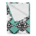 thumbnail image 2 of Damask Soft Flannel Fleece Throw Blanket, Vintage Vertical Order Floral Ornament with Simple Dots, Cozy Plush for Indoor and Outdoor Use, 70" x 90", Charcoal Grey Seafoam, by Ambesonne, 2 of 5
