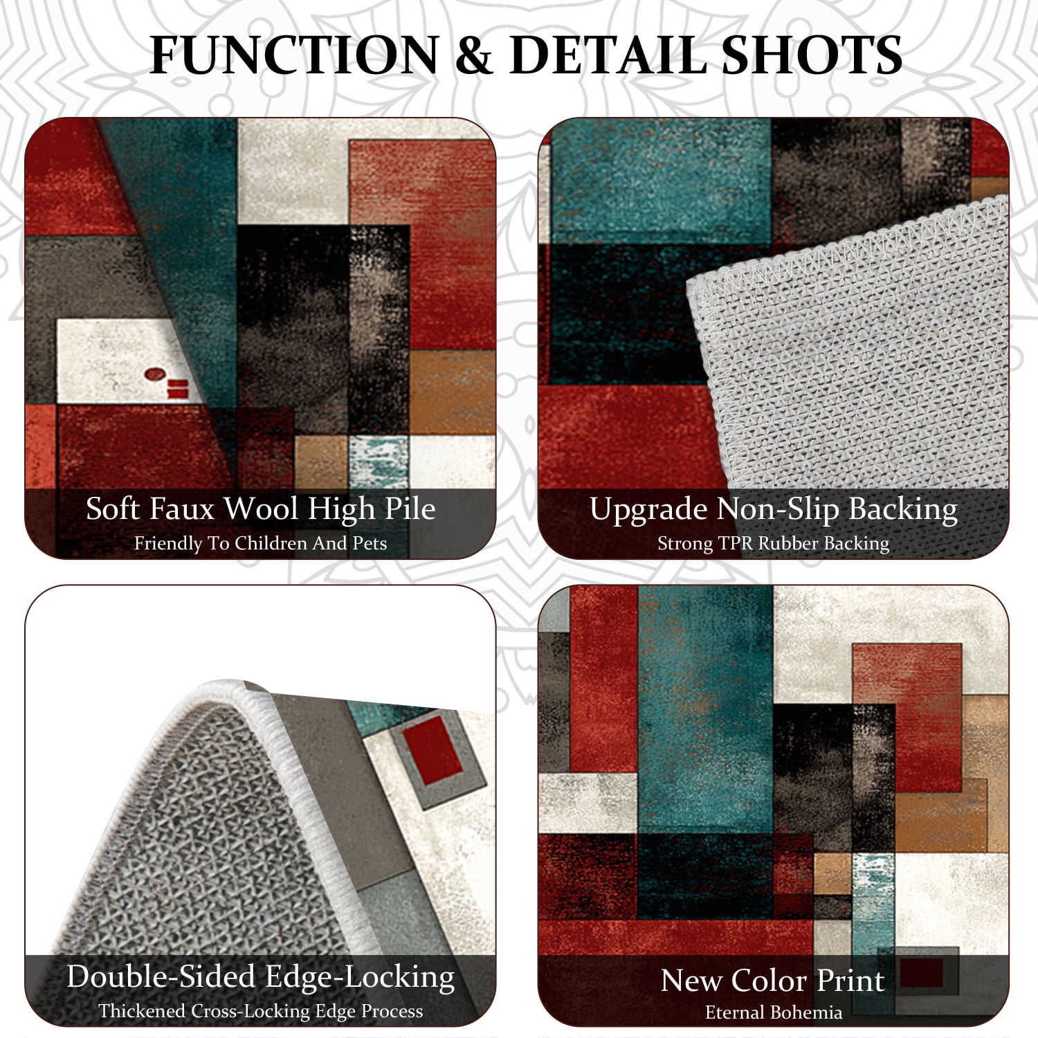 3 Piece Kitchen Rug Set, Abstract Pattern Kitchen Hallway Rug, Soft And Comfortable, Suitable For Sinks, Floors, Entrances, Hallways And Bathrooms