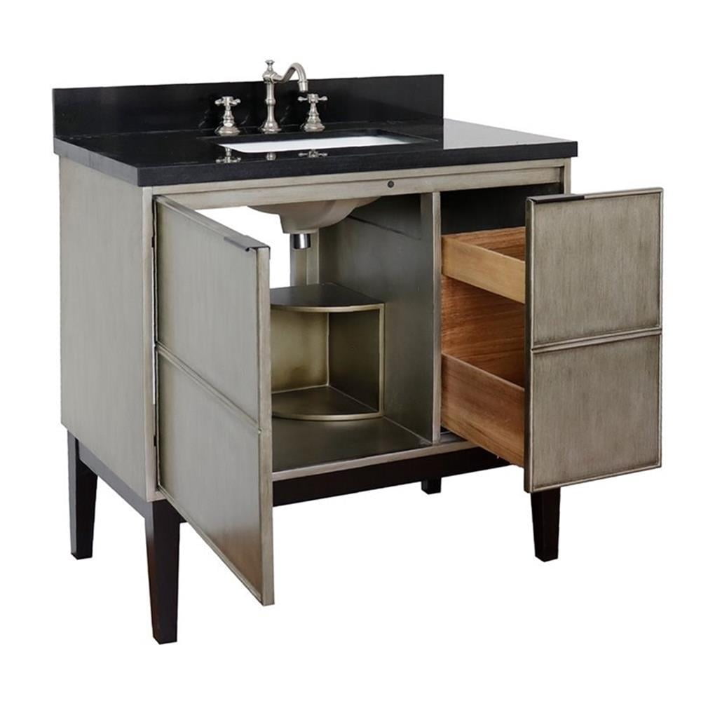 Bellaterra Home 37" Single vanity in Linen Brown finish top with Black galaxy and rectangle sink