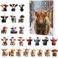 thumbnail image 1 of Calendario de Adviento de Navidad 2025 con diseño de vaca. Adorno colgante para el calendario de Adviento de los 24 días de Navidad., 1 of 5