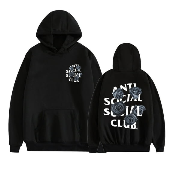 Azikbd  anti soclal social club floral hooded sweatshirt with velvet pullover comfortable and soft with pockets for men and women