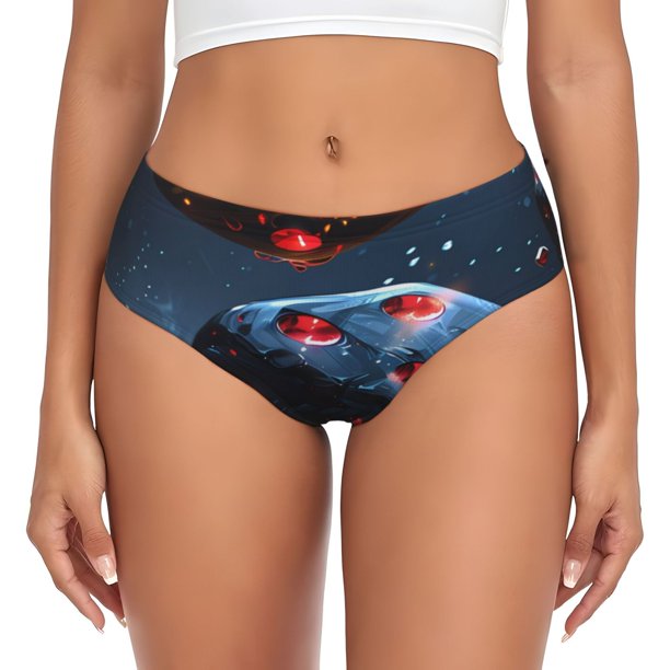 Fotbe Cosmic Red Sparkle Dice Calzones Estampados para Mujer – Ropa Interior de Algodón, Cómoda, Suave y Elástica-X-Small
