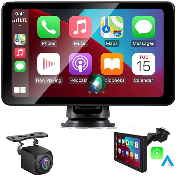 Wireless Apple Carplay Screen for Car, 7" HD Touch Screen Portable Car Stereo for Carplay & Android Auto ,with Backup Camera