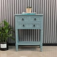 thumbnail image 4 of Entryway Table with Storage, Rustic Small Console Table w/ 3 Drawers & Open Bottom Shelf, Skinny Wood Console Table, Narrow Sofa Side Table for Living Room, Foyer, Entry Table, Antique Ice Blue, 4 of 7