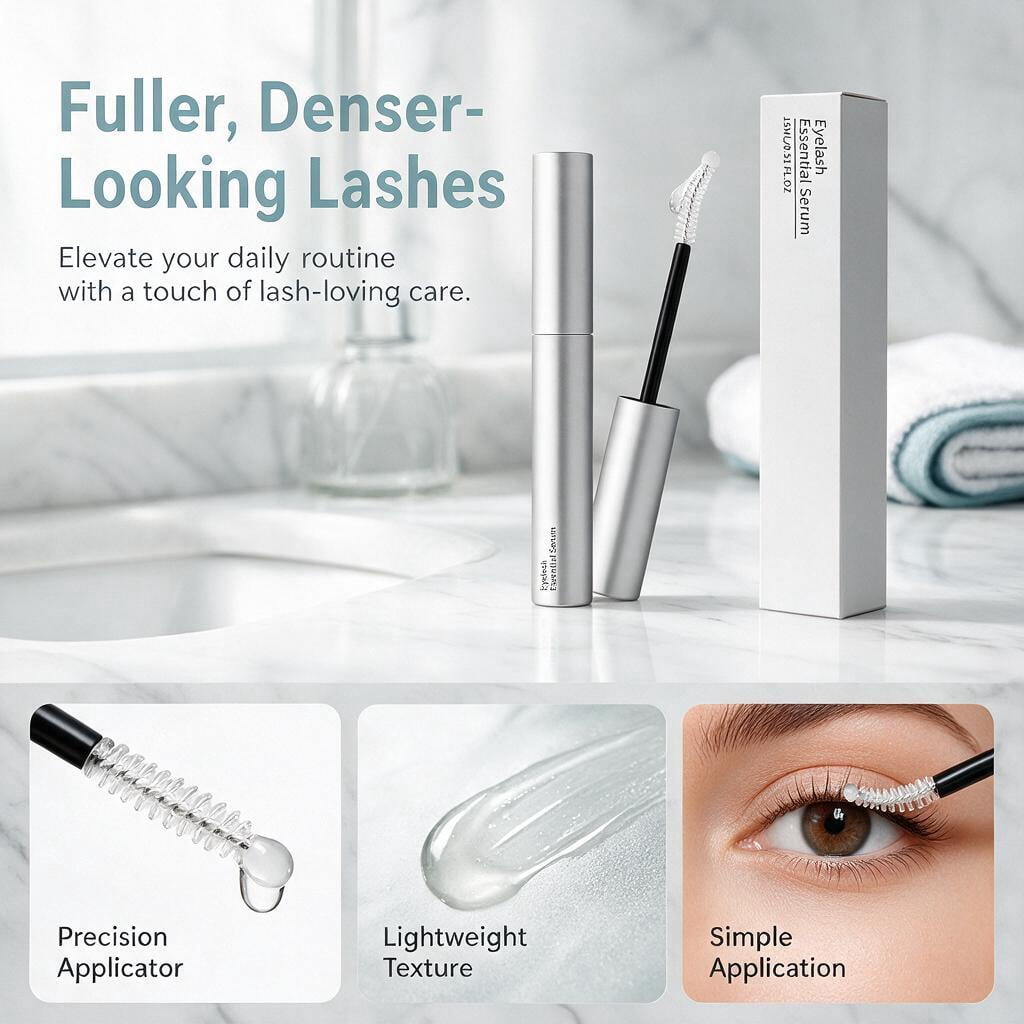 Hanae Korean Lash Serum – Lightweight Daily Eyelash Enhancer for Fuller, Defined Lashes, Easy Precision Application, Nourishing Care for Naturally Beautiful Lashes (3PCS)