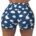 thumbnail image 2 of Daiia Cute Goose On Blue Sky Pattern Women's Workout Shorts Biker Shorts - High Waisted Workout Spandex Tummy Control Gym Running Yoga Shorts-X-Large, 2 of 8