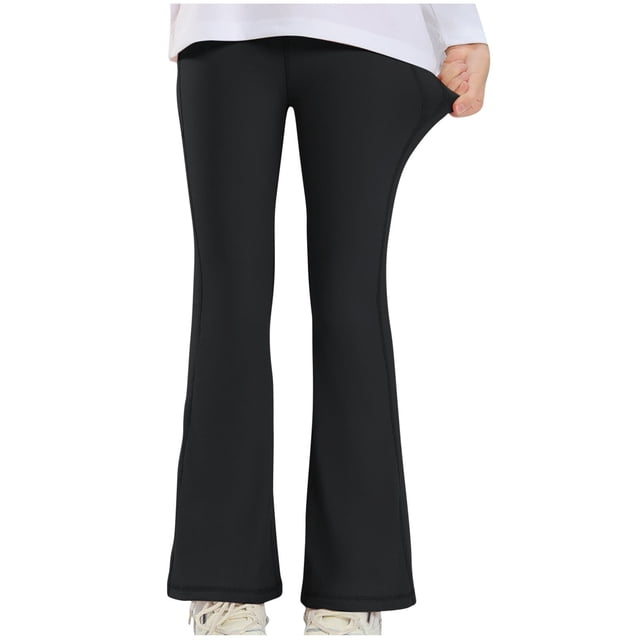 Odeerbi 6-15 Años Niñas Yoga Pantalones Acampanados Workout Dance Athletic Deportes Pantalones Color Sólido Casual Caliente Leotardos