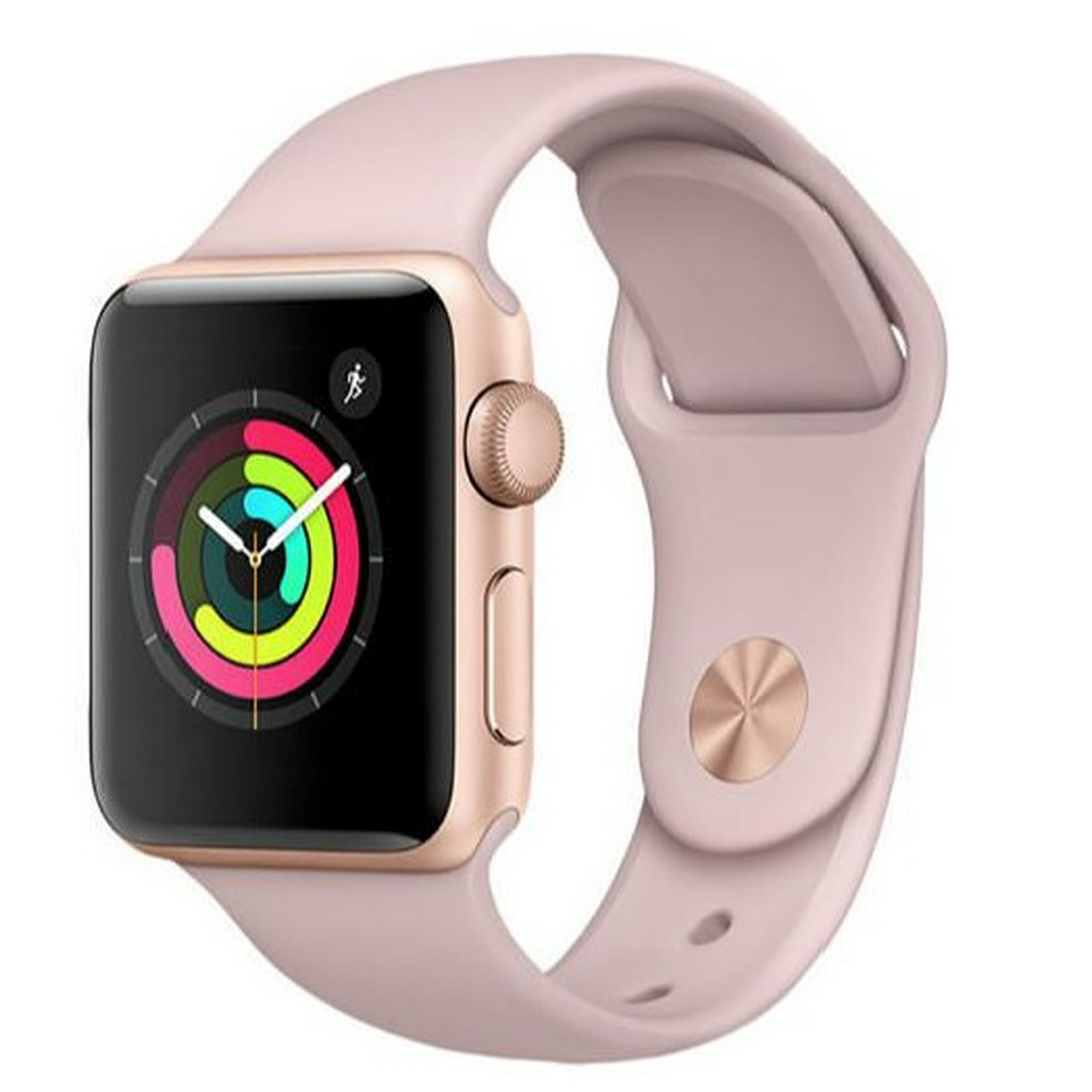 Refurbished Apple Watch Gen 3 Series 3 38mm Gold Aluminum Pink Sand Sport Band MQKW2CL A Walmart