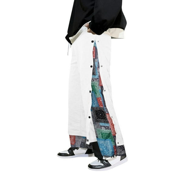 Women's Tear Away Pants Side Split Snap Open Bottom Sweatpants Leg Breakaway Trousers Joggers Athletic Workout Pants