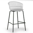 thumbnail image 4 of Glamour Home Ave 28.5" Faux Leather Bar Stool with Stitching in Gray (Set of 2), 4 of 7