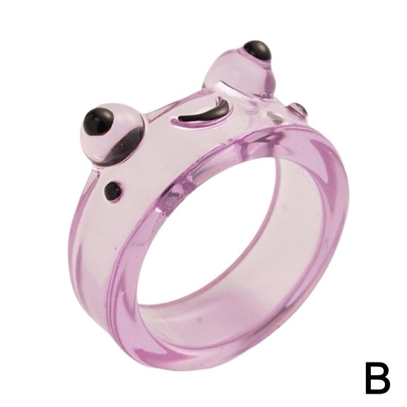pulunto Resin Frog Rings Colorful Luminous Frog Rings Cute Glowing In The Dark Cartoon Rings for Women Men Creative Finger Jewelry Gifts