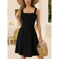 thumbnail image 3 of Women's 2025 New Summer Casual Square Neck Dress with Pocket Cute Sleeveless High Waist A-line Sundress Midi Dresses, 3 of 12