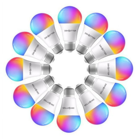 12 Pack DAYBETTER WiFi Smart Led Light Bulb,Dimmable RGB Color Changing Smart App Control (2.4Ghz Only), A19 E26 9W (60W Equivalent) 800 Lumen