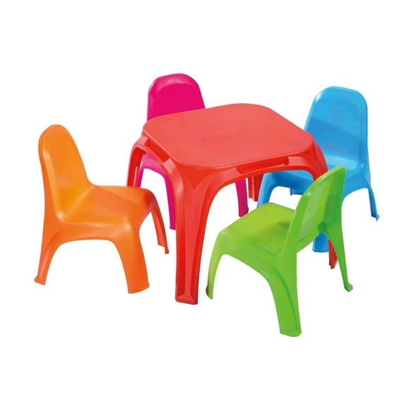 Sillas y Mesa infantil Prinsel 5 PIEZAS para Actividades Jugar rojo
