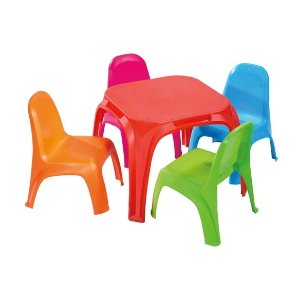 Sillas y Mesa infantil Prinsel 5 PIEZAS para Actividades Jugar rojo