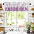 thumbnail image 3 of Merry Christmas Valances for Windows Purple Pink Xmas Tree Rod Pocket Curtain Valance Window Treatment Short Curtains for Kitchen Living Room, 54"x18", 3 of 5