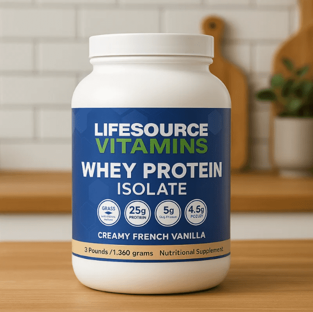 LifeSource Vitamins 3lb Grass Fed Whey Protein Isolate -Creamy French Vanilla w/ Stevia