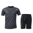 thumbnail image 6 of Dianli Men’s Ice Feel Summer Sports Set, Short Sleeve Breathable Quick-Dry Two-Piece Running Workout Outfit, Casual Comfortable Activewear for Fitness, Training, or Gym Pink M, 6 of 10