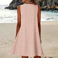 thumbnail image 6 of CBASIHI Womens Sleeveless Gingham Dresses with Pockets- Crew Neck Beach Vacation Casual Summer Loose Fit A Line Sundresses Khaki Size L, 6 of 8