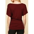 thumbnail image 4 of Made by Johnny Women's V Neck Short Sleeve Wrap Front Drape Dolman Top XXXL WINE, 4 of 6