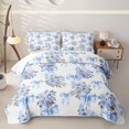 thumbnail image 2 of Erosebridal Blue Rose Bow Quilt Full,Sky Floral Cute Bowtie Full Bedspread Sets For Girls,3-Piece, 2 of 7