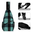 thumbnail image 3 of Full Print Chest Bag 8×15in Outer Large Bag On Both Sides Of Mesh Bag Inside Pocket Design Sponge Pad Shoulder Strap PaleTurquoise Buffalo Plaid Check Tartan Scotland_4, 3 of 8