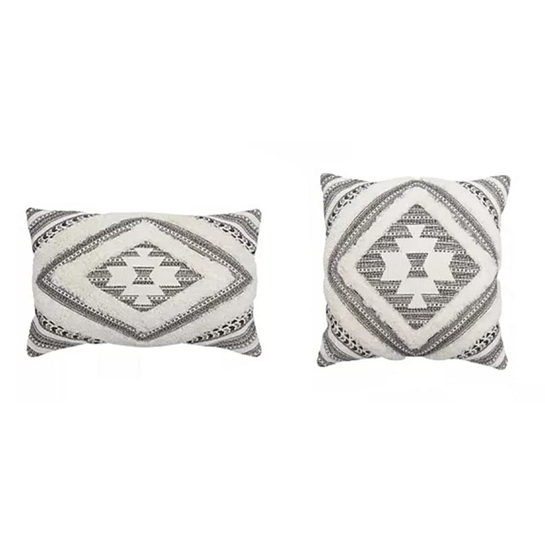 JASEN Boho Throw Pillow Covers, Woven Tufted Decorative Pillow Covers with  Tassel Diamond Pattern Pillow Covers for Couch Sofa Bedroom Living Room No