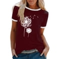 thumbnail image 2 of Puntoco Mujeres Moda Casual Impresión Cuello Redondo Suelta Manga Corta Camiseta top Blusa Pullover Puntoco Puntoco-501, 2 of 4