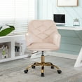 thumbnail image 2 of Home Vanity Chair, Modern Upholstered Accent Chair, Velvet Fabric, Swivel Office Chair, Beige, D2899, 2 of 10